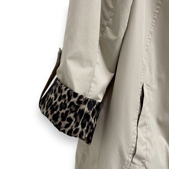 JM Collection Women Windbreaker Rain Jacket Hooded Drawstring Cheetah Print - Picture 7 of 13